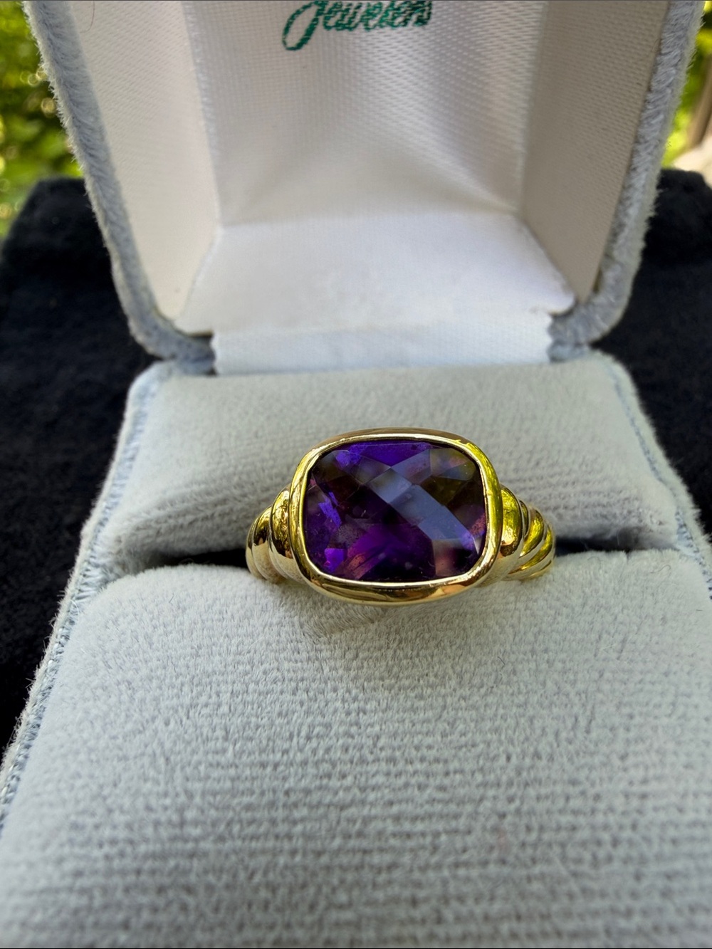 David Yurman Amethyst checkerboard cut ring
